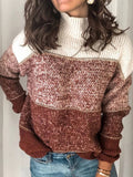 Streifen Schildkrötenhals Ausschnitt Langärmelig Strickpullover
