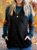 Grau Lässig Langarm Patchwork Rundhals Sweatshirt