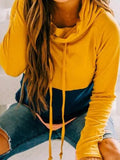 Kurkumagelb Baumwollgemisch Kapuze Langarm Sweatshirt