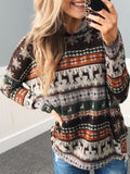 Mehrere Farben Kapuze Patchwork Langarm Baumwollgemisch Sweatshirt