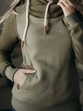 Armeegrün Langarm Patchwork Baumwollgemisch Kapuze Sweatshirt