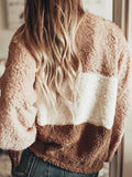 Multifarben Lässig Farbblock Baumwollgemisch Patchwork Sweatshirt
