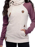 Aprikosengelb Patchwork Lässig Farbblock Sweatshirt