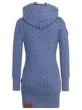 Blau Langarm Print Kleider