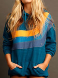 Blau Kapuze Lässig Patchwork Sweatshirt