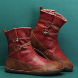 Winter Flache Stiefelette aus Leder