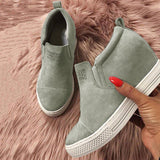 Fashion Buchstabe Slip-On Keil Turnschuhe Kunstwildleder Keilabsatz Lässig Turnschuhe