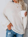 Langarm Rundhals Pullover aus Baumwollgemisch
