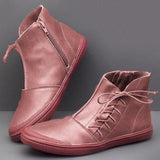 Schnürung Flach Stiefelette