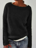 Große Größen Gestrickter Pullover Unifarben