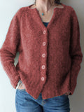 Große Größen Lässige Strickjacke mit Knöpfen