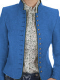 Unifarben Geknöpfte Retro-Jacke mit Stehkragen