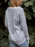 Unifarben Strickpullover mit V-Ausschnitt