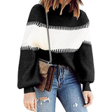 Lässiger hohem Hals Farbblock Pullover