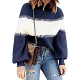 Lässiger hohem Hals Farbblock Pullover