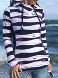 Marineblau Gestreift Kapuzenpullover