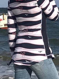 Marineblau Gestreift Kapuzenpullover