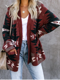 Geometrische Strickjacke mit Langarm