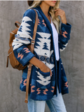 Geometrische Strickjacke mit Langarm