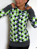 Print Langarm Sweatshirt mit Kapuze