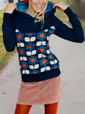 Print Langarm Lässiges Sweatshirt mit Kapuze