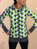 Print Langarm Sweatshirt mit Kapuze