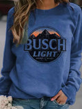 Lässig Langarm Baumwollgemisch Print Sweatshirt