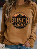 Lässig Langarm Baumwollgemisch Print Sweatshirt