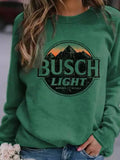 Lässig Langarm Baumwollgemisch Print Sweatshirt