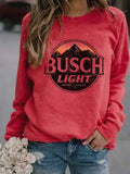 Lässig Langarm Baumwollgemisch Print Sweatshirt
