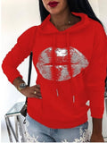 Langarm Print Kapuze Sweatshirt