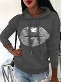 Langarm Print Kapuze Sweatshirt
