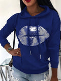 Langarm Print Kapuze Sweatshirt
