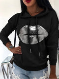 Langarm Print Kapuze Sweatshirt
