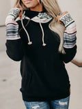 Schwarz Langarm Print Böhmisch Sweatshirt