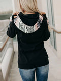 Schwarz Langarm Print Böhmisch Sweatshirt