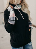 Schwarz Langarm Print Böhmisch Sweatshirt