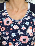 Dunkelblau Rundhals Print Lässig Shirts & Blusen&Shirts
