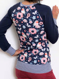 Dunkelblau Rundhals Print Lässig Shirts & Blusen&Shirts
