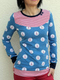 Blau Tier Rundhals Print Lässig Shirts & Blusen&Shirts