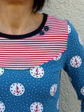 Blau Tier Rundhals Print Lässig Shirts & Blusen&Shirts