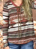 Multifarben Langarm Print Lässig Ethnisch Sweatshirt