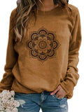 Rundhals Langarm Geblümt Print Sweatshirt