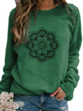 Rundhals Langarm Geblümt Print Sweatshirt