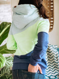 Blau Kapuze Paneeliert Langarm Unifarben Sweatshirt