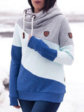 Multifarben Langarm Paneeliert Kapuze Sweatshirt