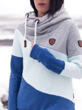 Multifarben Langarm Paneeliert Kapuze Sweatshirt