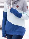 Multifarben Langarm Paneeliert Kapuze Sweatshirt