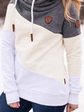 Multifarben Unifarben Langarm Paneeliert Kapuze Sweatshirt