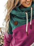 Pink-Grau Lässig Paneeliert Langarm Baumwolle Shirts & Blusen&Shirts